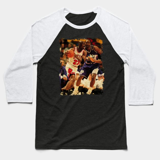 Michael Jordan vs Karl Malone 1997 NBA Finals Baseball T-Shirt by Omeshshopart